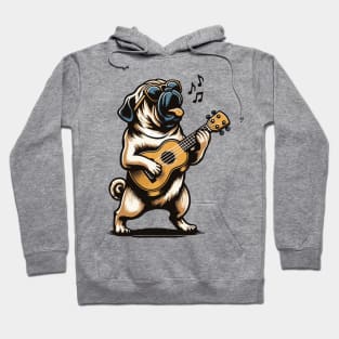 Dog Playing Guitar Singing Pug Funny Pugfather Hoodie